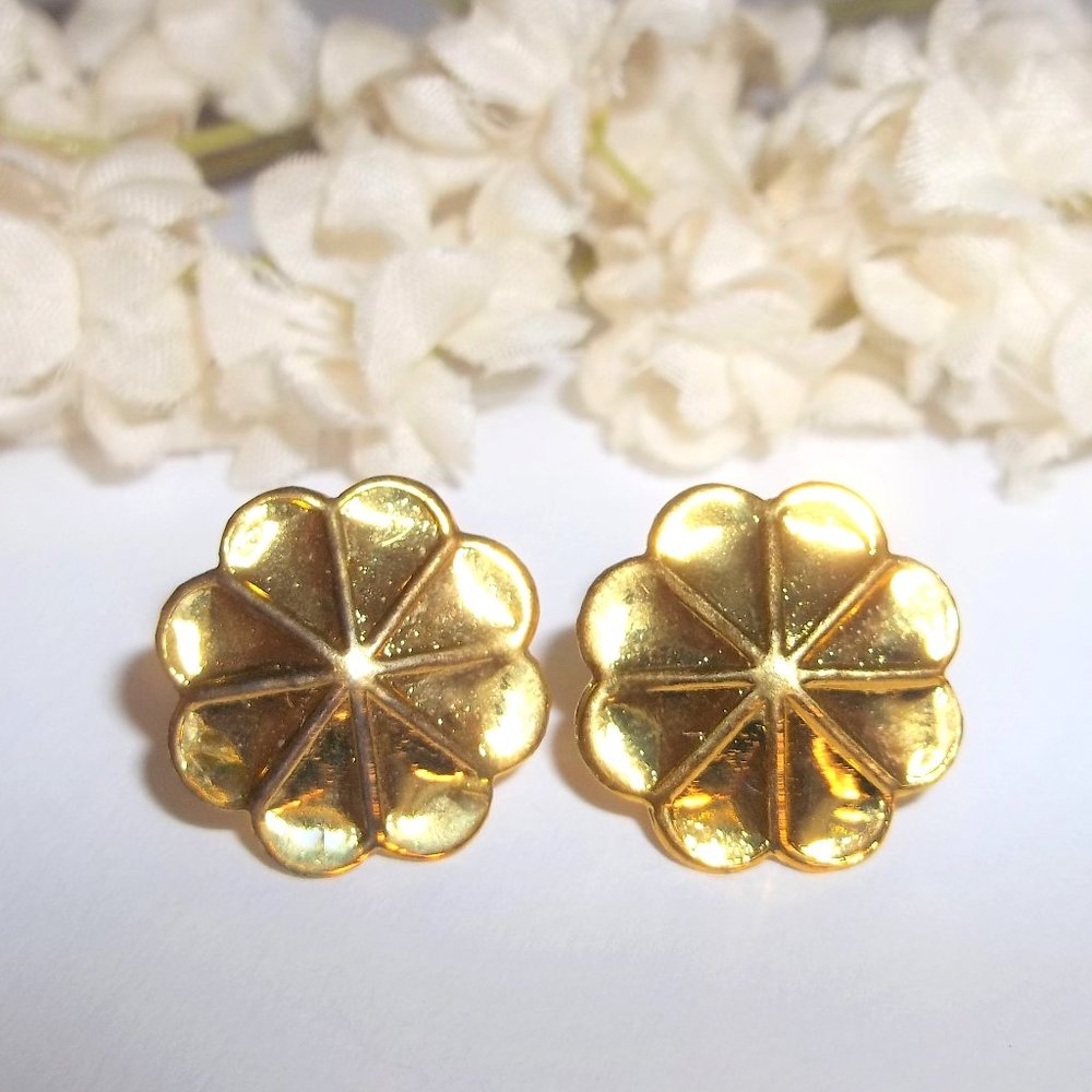 Vintage Gold Flower Earring Set Fashion Jewelry Post Stud Accessory Floral 6876